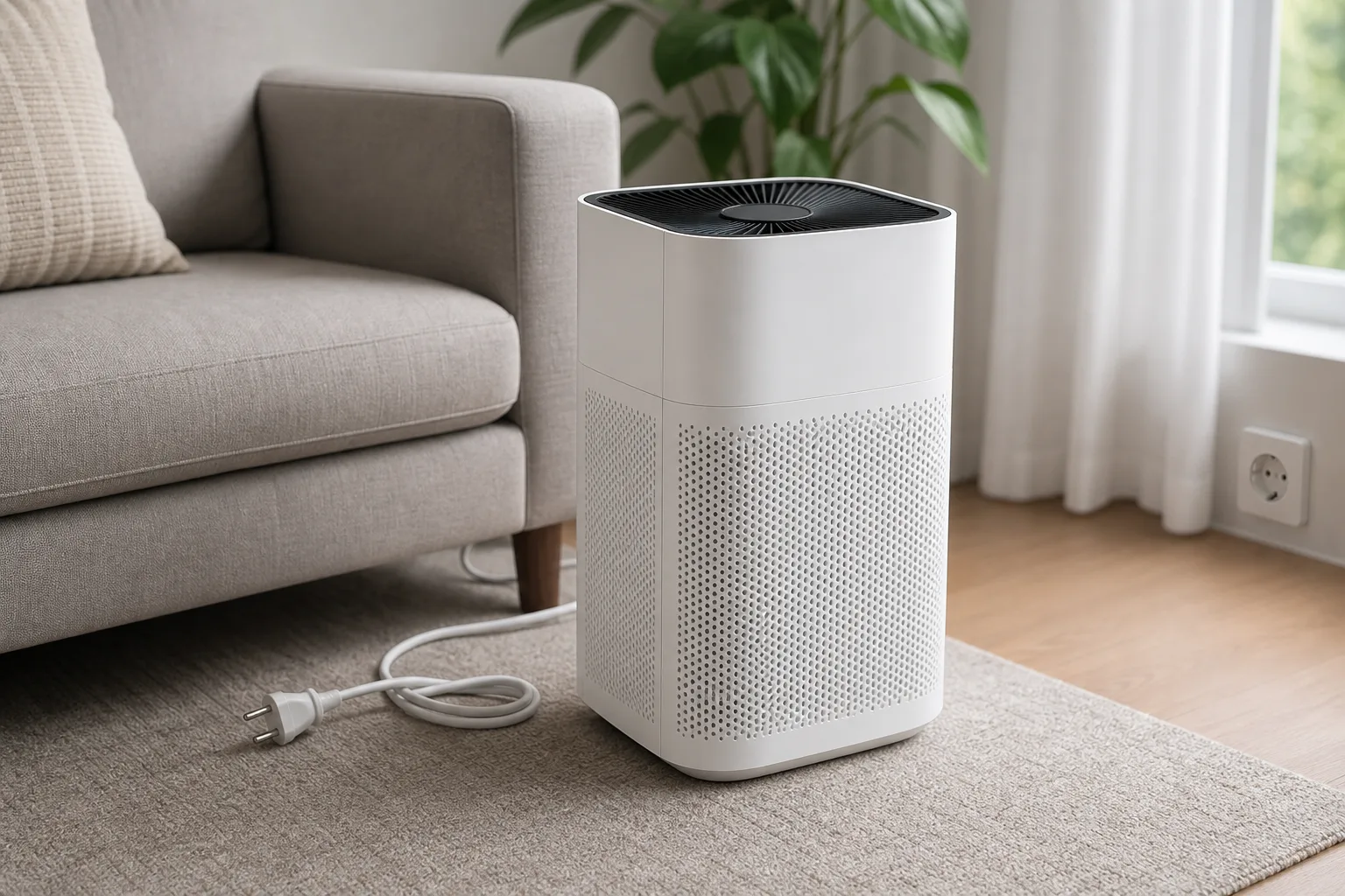 공기청정기 필터 교체 알림이 빨리 뜰 때 점검 상황을 그린 장면 (연출 이미지)